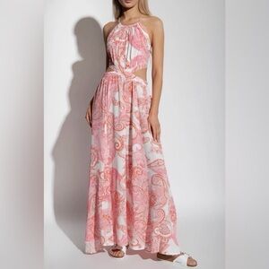 NWT MELISSA ODABASH Arabella cutout printed voile maxi dress Boho Chic Beach